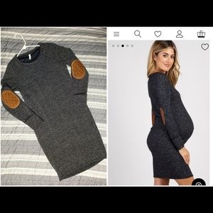 Pinkblush navy elbow patch maternity dress